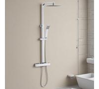 HAPAOSO Colonne de Douche Thermostatique Laiton, Ensemble de Douche en Acier Inoxydable, Réglable en Hauteur, Carré