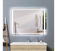HAPAOSO Miroir de Salle de Bain LED 100x70cm Miroir Mural rectangulaire Anti-buée + Miroir Interrupteur Tactile avec éclairage (6000k Blanc Froid)