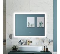 HAPAOSO Miroir de Salle de Bain LED 120x70 cm -Commande Tactile Lumière/Anti-Buée -3 Couleurs Dimmable (3000K-6000K) - Mémoire Automatique - IP44 - Horizontal/Vertical