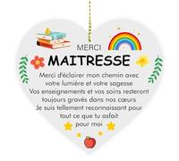 Hapculon Idee Cadeau Maitresse d'école Fin d'année Merci Maitresse - Céramique Plaque Murale Décorative Boîte Cadeau pour Maitresse d'ecole Cadeau Creche Fin d'année