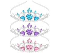 Hapdoo Lot de 3 diadèmes pour filles, petits diadèmes de princesse Raiponce en cristal pour femme, anniversaire, bal, mariée, concours de beauté, Halloween