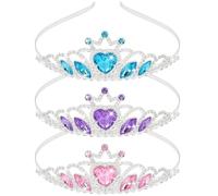 Hapdoo Lot de 3 diadèmes pour filles, petits diadèmes de princesse Raiponce en cristal pour femme, anniversaire, bal, mariée, concours de beauté, Halloween