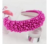 Hapdoo Serre-tête avec perles rose vif pour femme, large bandeau rembourré avec fausses perles pour cadeau, accessoires de cheveux pour femmes et filles
