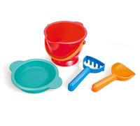 Hape Accessoires Plage Enfant 18 Mois et Plus - Seau, Pelle, Rateau, Tamis - Plage, Bac à Sable, Terrain de Jeu - Coordination œil-Main, Capacités Cognitives, Motricité - Facile pour Petites Mains
