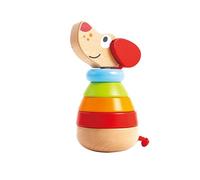 Hape Anneaux Empilables pour Bébé Chien - Jouet en Bois Enfant 12 mois plus - Anneaux Multicolores - Éveil pour Enfant Couleurs, Compter, Motricité, Coordination - Fille & Garçon