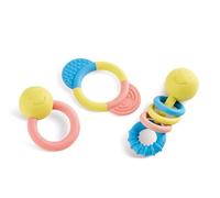 Hape Bébé 3 Hochets Anneaux de Dentition - Eco Matériaux en Riz Japonais - Lot de 3 Jouet Dentition Bébé & Hochet Pour Fille & Garçon - Soulage les Dents de Bébé & Stimule les Sens dès la Naissance