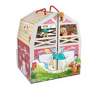Hape Centre Équestre - Grand Ranch Poney Club en Bois pour Poneys et Chevaux - Jouet pour Enfants à partir de 3 Ans - Coffret de 25 pièces - Jeu de Rôle