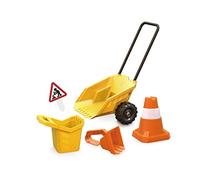 Hape Chariot de Chantier et Accessoires pour la Plage Dès 3 Ans - pour Plage, Bac à Sable, Terrain de Jeu - Camion Benne, Bulldozer, Panneau de Construction - Empilable, Facile pour Petites Mains
