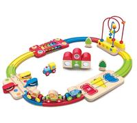 HaPe International – Circuit de trains Arc-en-ciel – Jouet éducatif motricité dès 18 mois
