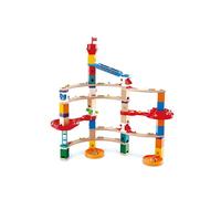 Hape Circuit à Billes en Bois Super Spiral Quadrilla, 129 Pièces - Jeux de Construction Géant en Bois - Parcours Complet avec 50 Billes Fournies - Jeu Enfant 4 Ans et Plus, Fille et Garçon