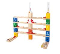 Hape Circuit à Billes Kit de Codage de Base Quadrilla - Super Kit de 90 Pièces, 40 Billes et 30 Cartes de Défis - Jeu de Construction en Bois Steam pour La Réflexion et la Motricité - 6 Ans et Plus