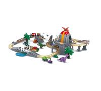 Hape Circuit Dino Adventure - Aventure Préhistorique pour Enfants dès 3 Ans, Circuit de Train en Bois - Jouet Éducatif et Phosphorescent - Cadeau Fille Garçon - Jeu Dinosaure Créatif, Motricité