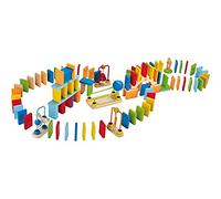 Hape Circuit Domino Arc-en-Ciel - pour Enfants 3 Ans et Plus - 100 Pièces de Domino en Bois et 7 Accessoires - Principes Steam, Idéal pour la Reconnaissance Spatiale & des Couleurs - Jeu Educatif