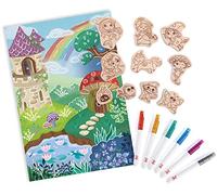 Hape Coffret Artistique Aimants Féeriques à Colorier- Enfants de 4 Ans et Plus - pour Motricité Fine, Créativité, Imagination - 1 Poster, 6 Marqueurs à Paillettes, 10 Aimants en Bois Inclus