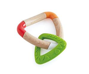 Hape - E0018 - Anneau de dentiton en Bois - Double Triangle à Dentition