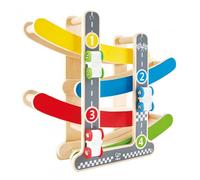 Hape E0438 Circuit de course Flickflack, TROIS voitures incluses, Circuit de voitures en bois, dès 18 mois