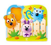 Hape - E1309 - Puzzle à Gros Boutons Animaux de Compagnie, Bleu