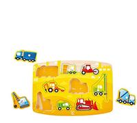 Hape - E1407 - Puzzle à Boutons Chantier, Beige