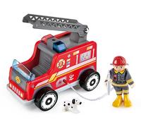 HaPe International – Camion de pompiers E3024 – Jouet d'imitation en bois – Rouge