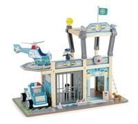 Hape E3050 - Station de Police en Bois à Deux Niveaux avec Cellule de Prison, Figurines et Accessoires, 3 Ans et Plus, Metro dept playset