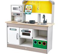 Hape E3177 - Cuisine de Luxe avec Micro-Ondes, cafetière, réfrigérateur, Four, cuisinière, poêle à Griller et de Nombreux Accessoires