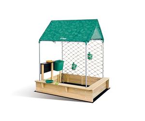 Hape Ensemble bac à Sable Cabana | Bac à Sable, Cuisine, chevalet et Toit Amovible | Jeux d'extérieur pour Enfants