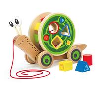 Hape Escargot Jouet en Bois Enfant 1 an - Jouet à Tirer - Exploration, Motricité, Apprentissage, Dextérité & Éveil de l'enfant - Jouet 1 an - Jouet Formes Colorées avec Ficelle Facile à Saisir