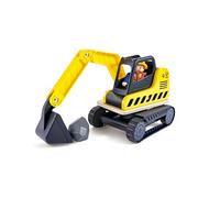 Hape Excavateur à Creuser et à collecter| Excavateur en Bois | avec Tourelle rotative à 360°, Pelle Mobile, Ouvrier et Compartiment de Rangement | Véhicule de Construction éducatif pour Les Enfants