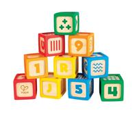 Hape Blocs de construction en bois ABC – Lot de 10 – À partir de 6 mois