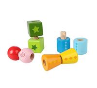 Hape Jeu de Construction en Bois Tourne & Visse Enfant 2 Ans et Plus - Forme à Visser - Jeu Construction en Bois 8 Pièces - pour Le Développement de la Motricité, la Dextérité & l'esprit Logique