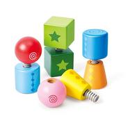 Hape Jeu de Construction en Bois Tourne & Visse Enfant 2 Ans et Plus - Forme à Visser - Jeu Construction en Bois 8 Pièces - pour Le Développement de la Motricité, la Dextérité & l'esprit Logique