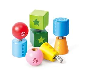 Hape Jeu de Construction en Bois Tourne & Visse Enfant 2 Ans et Plus - Forme à Visser - Jeu Construction en Bois 8 Pièces - pour Le Développement de la Motricité, la Dextérité & l'esprit Logique