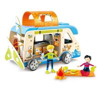 Hape Jouet Camping Car - Jeux Éducatifs Camion en Bois Peint Fourni avec Poupée et Accessoires Amovibles pour la Maison - pour Enfant à Partir de 3 Ans - Compatible Marques Traditionnelles