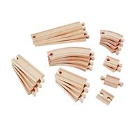 Hape Jouet Coffret d'Extension de Rails pour Circuit Train Bois - Jeu Educatif pour Enfant de 3 Ans et Plus - 24 pièces Virages et Lignes Droites en Bois de Hêtre - Compatible Marques Traditionnelles