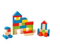 Hape Jouet en Bois Construction Enfant 12 Mois et Plus - Blocs de Construction en Érable Multicolore 50 Pièces - Fille et Garçon - Baril de Formes Géométriques - Peinture Non Toxique