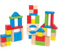 Hape Jouet en Bois Construction Enfant 12 Mois et Plus - Blocs de Construction en Érable Multicolore 50 Pièces - Fille et Garçon - Baril de Formes Géométriques - Peinture Non Toxique