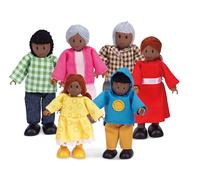 Hape Jouet - Famille Afro-Américaine pour Maison de Poupée en Bois, 6 pièces - Accessoire et Figurines en Bois pour Maison de Poupée - Jouet pour Enfant à partir de 3 ans - Jouet Fille et Garçon