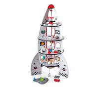 Hape Jouet Fusée Spatiale 4 Étages - Jeu de Construction et d'Imitation pour Enfant de Plus de 3 Ans - 20 Pièces et Accessoires pour Petit Astronaute en Herbe