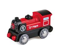 Hape Jouet Locomotive Électrique pour Circuit Train en Bois, Enfant 3 Ans et Plus - Jeu Éducatif Électrique Avance et Recule, Petite Lampe à l'avant - Roule avec ou sans Piles
