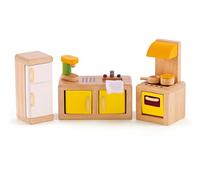 Hape Jouet Meubles de Cuisine en Bois - Accessoires Cuisine pour Maison de Poupée en Bois : Cuisinière, Évier, Réfrigérateur - Jouets à partir de 3 an - Coffret 7 Pièces - Filles et Garçons