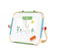 Hape Jouet Tableau Portatif en Bois Réversible - Tableau Blanc Magnétique et Tableau Noir à Craie - Tableau Enfant à partir de 3 Ans - 2 Craies, 1 Aimant, 1 Brosse - pour Filles et Garçons