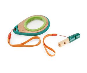Hape Kit de Découverte de la Nature, Loupe et Sifflet 2 Tons - en Bambou et Plastique Végétal, Loupe à Grossissement x 4 - Enfant 3 Ans et Plus - Kit Jouets pour Exploration - Nature Fun Explorateur