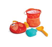 Hape Kit Jeu de Plage Enfant 18 Mois et Plus - Seau Pliable, Moule à Sable, Pelle et Sac de Transport - Plage, Bac à Sable - Coordination œil-Main, Motricité - Jouet Sable Activité Plein air