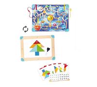 Hape Labyrinthe & Tangram Tableau « Espace » | Labyrinthe magnétique pour Enfants