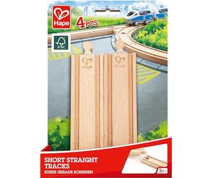 Hape Lot de 4 Longs Rails de Chemin de Fer en Bois E3779 Naturel