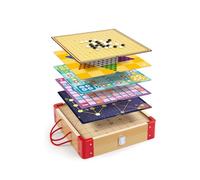 Hape Mallette 22 Jeux Classiques en Bois - Coffret Jeux de Société avec Échecs, Dames, Ludo, Serpents et Échelles