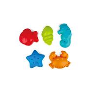 Hape - Moule Sable Thèmes Animaux Marins - Construction de Château de Sable Enfant & Bac À Sable - Set Jouet de Plage 5 Pièces Multicolores - Plastique Durable de Haute Qualité - Dès 18 Mois