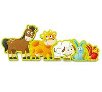 Hape Numbers & Farm Animal Puzzle Double-Sided Wooden Jigsaw Game for Kids 10-Piece, Multi-Coloured