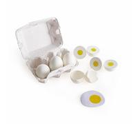 Hape Oeufs Réalistes Jouet Enfant - Boîte de 6 Oeufs avec Coquille - Jeu d'Imitation à Découper Cuisine en Bois - Enfants 3 Ans et Plus - Accessoires Dinette Réalistes - Accessoires Cuisine Enfant