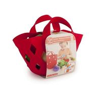 Hape Panier Légumes Jouet en Feutrine - Jeu d'Imitation Enfant 18 Mois et Plus - Accessoires Dinette Réalistes en Feutrine - Panier, Couteau, Carotte, Aubergine, Chou, Haricots - Accessoires Cuisine